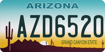 AZ license plate AZD6520
