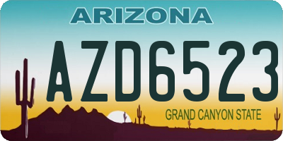 AZ license plate AZD6523