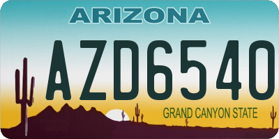 AZ license plate AZD6540