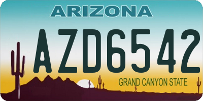 AZ license plate AZD6542