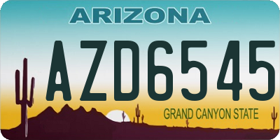 AZ license plate AZD6545