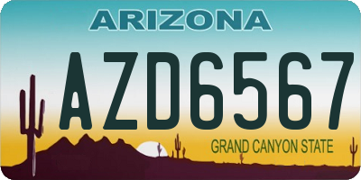 AZ license plate AZD6567