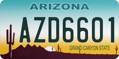 AZ license plate AZD6601