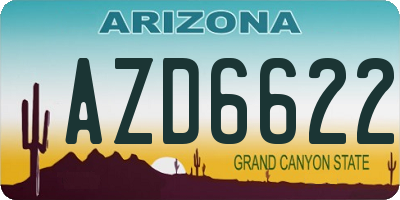 AZ license plate AZD6622