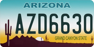 AZ license plate AZD6630