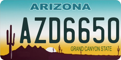 AZ license plate AZD6650
