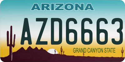 AZ license plate AZD6663