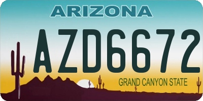 AZ license plate AZD6672