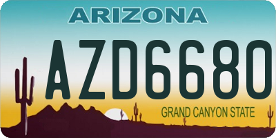 AZ license plate AZD6680