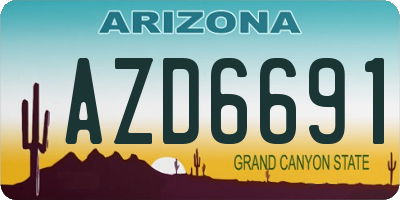 AZ license plate AZD6691