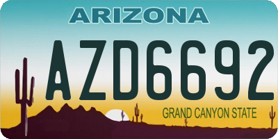 AZ license plate AZD6692