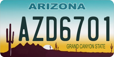 AZ license plate AZD6701
