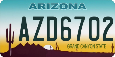 AZ license plate AZD6702