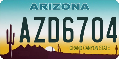 AZ license plate AZD6704