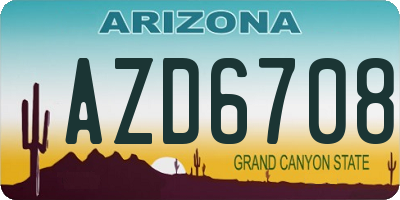 AZ license plate AZD6708