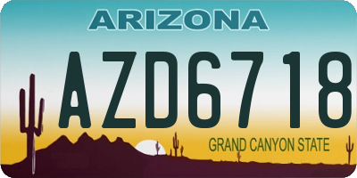 AZ license plate AZD6718