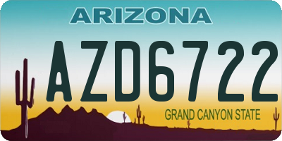 AZ license plate AZD6722