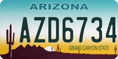 AZ license plate AZD6734