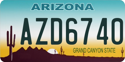 AZ license plate AZD6740