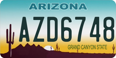 AZ license plate AZD6748