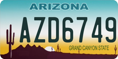 AZ license plate AZD6749