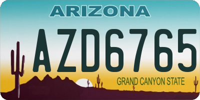 AZ license plate AZD6765