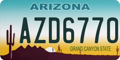 AZ license plate AZD6770