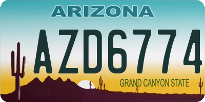 AZ license plate AZD6774