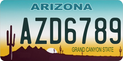 AZ license plate AZD6789