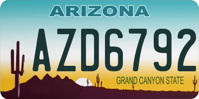 AZ license plate AZD6792