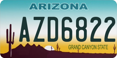 AZ license plate AZD6822