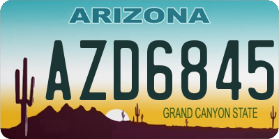 AZ license plate AZD6845