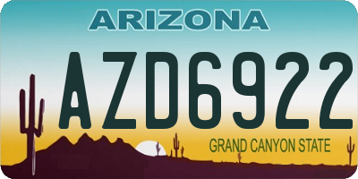 AZ license plate AZD6922