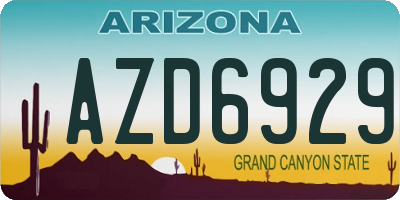 AZ license plate AZD6929