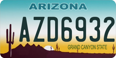 AZ license plate AZD6932