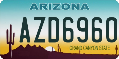 AZ license plate AZD6960