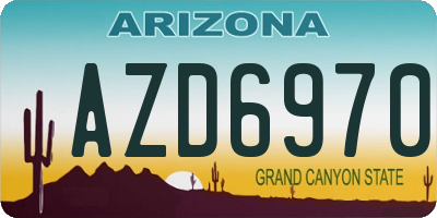 AZ license plate AZD6970