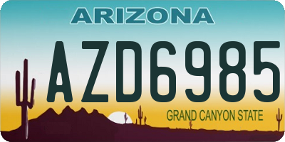 AZ license plate AZD6985