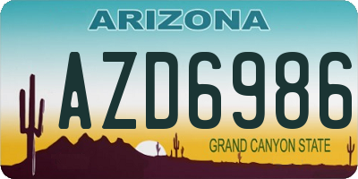 AZ license plate AZD6986