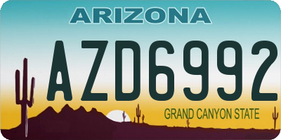 AZ license plate AZD6992