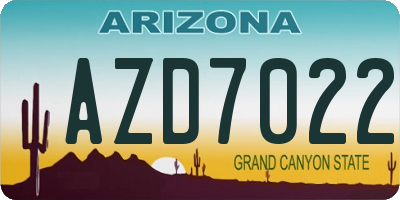 AZ license plate AZD7022