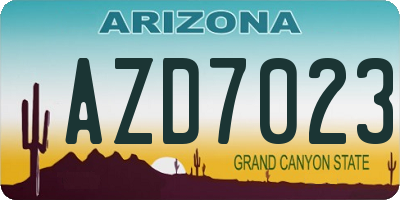 AZ license plate AZD7023