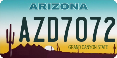 AZ license plate AZD7072