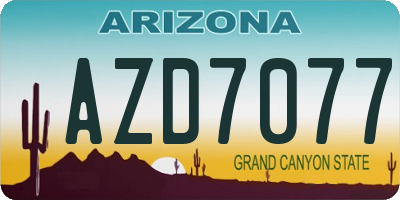 AZ license plate AZD7077