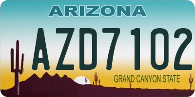 AZ license plate AZD7102