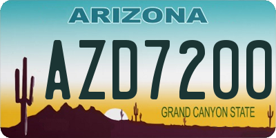 AZ license plate AZD7200