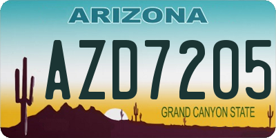 AZ license plate AZD7205
