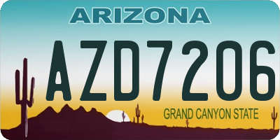 AZ license plate AZD7206