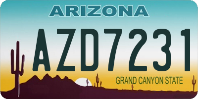 AZ license plate AZD7231