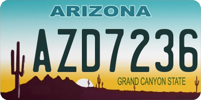 AZ license plate AZD7236